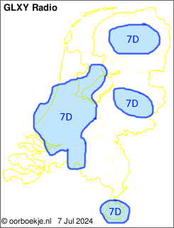 in de Randstad, Midden-Brabant, rondom Smilde, rondom Markelo en in het zuiden van Limburg op kanaal 7D