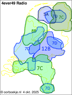 in Friesland op kanaal 5A
in Groningen en Drenthe op kanaal 7C
in Utrecht en Gelderland op kanaal 12B
in Noord-Brabant en Limburg op kanaal 7C
in Noord-Holland en Flevoland op kanaal 8B
in de Randstad, Midden-Brabant, rondom Smilde, rondom Markelo en in het zuiden van Limburg op kanaal 7D