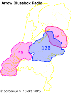 in Overijssel op kanaal 6A
in Utrecht en Gelderland op kanaal 12B
in Zuid-Holland en Zeeland op kanaal 5B 