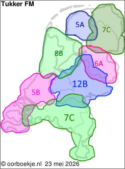 in Friesland op kanaal 5A
in Groningen en Drenthe op kanaal 7C
in Overijssel op kanaal 6A
in Utrecht en Gelderland op kanaal 12B
in Noord-Brabant en Limburg op kanaal 7C
in Noord-Holland en Flevoland op kanaal 8B
in Zuid-Holland en Zeeland op kanaal 5B 