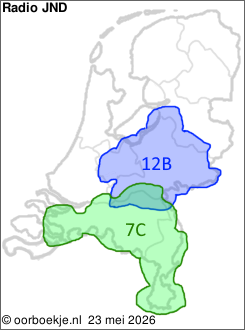 in Utrecht en Gelderland op kanaal 12B
in Noord-Brabant en Limburg op kanaal 7C