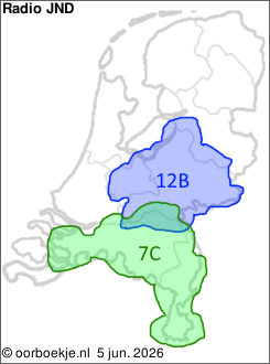 in Utrecht en Gelderland op kanaal 12B
in Noord-Brabant en Limburg op kanaal 7C