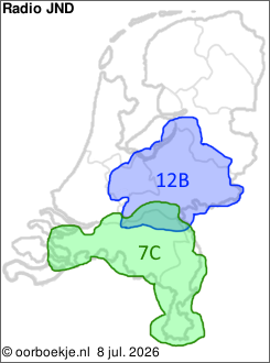 in Utrecht en Gelderland op kanaal 12B
in Noord-Brabant en Limburg op kanaal 7C