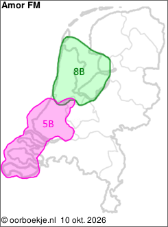 in Noord-Holland en Flevoland op kanaal 8B
in Zuid-Holland en Zeeland op kanaal 5B 